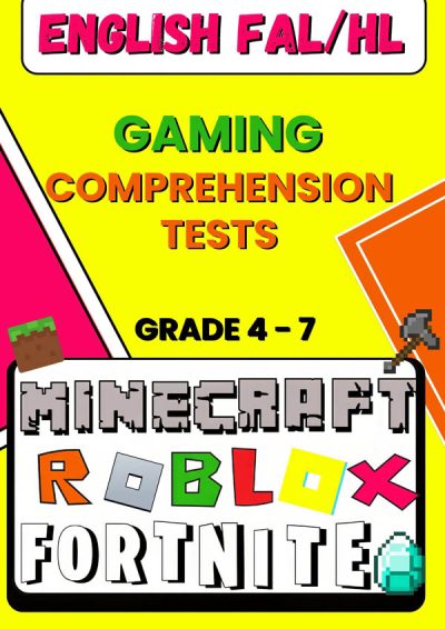 Gaming Comprehension Tests - Fortnight, Roblox and Minecraft