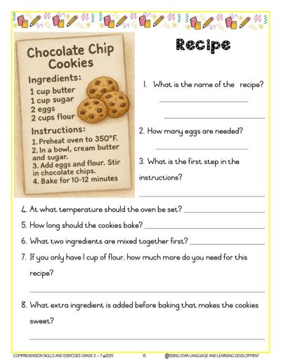 Grade 3 - 7 Comprehension Skills and Exercises - Image 2